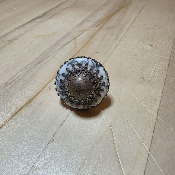Vintage Ollipop USA Adjustable Fashion Designer Ornate Statement Cocktail Ring - Picture 2 of 12